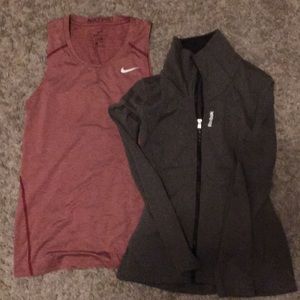 Reebok work out jacket zip up.Nike workout shirt